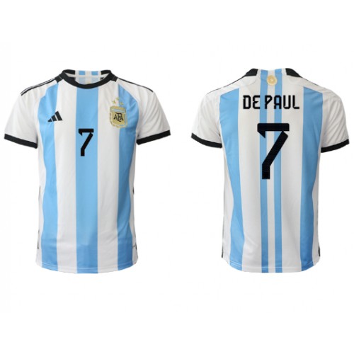 Argentina Rodrigo de Paul #7 Hjemmedrakt VM 2022 Kortermet Argentina Rodrigo de Paul #7 Hjemmedrakt VM 2022 Kortermet